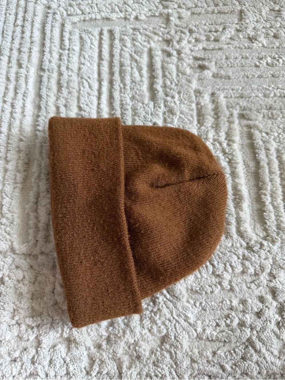 Carhartt Brown Knit Cuffed Beanie with Logo Patch